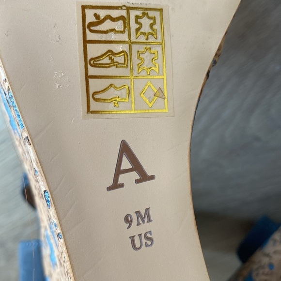 Anthropologie Arden Denim Blue Cork Platform Wedge Leather Sandals Size 9 - Picture 8 of 10